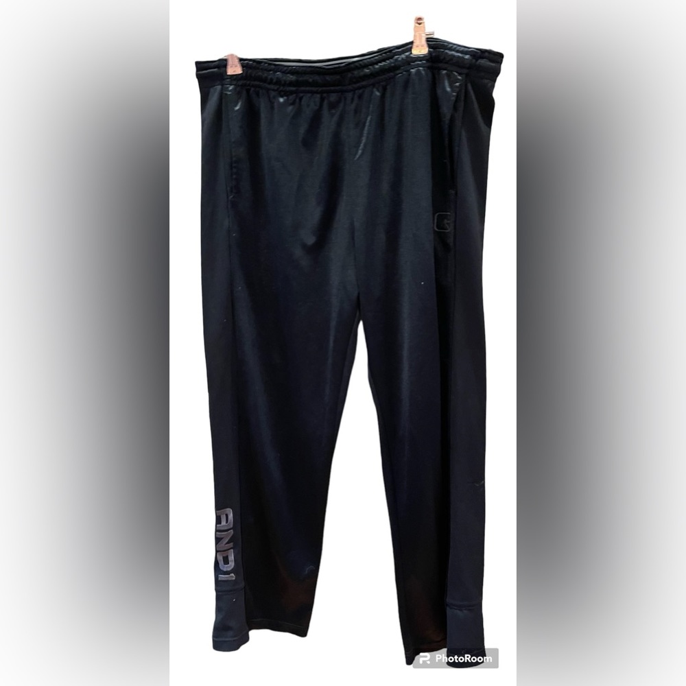 And1 Track Pants Black Large Drawstrings Logo